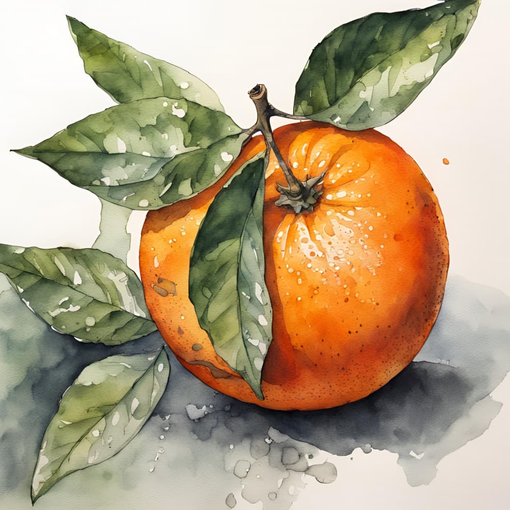 Fresh Orange Watercolor by Ohkimiko — canvas wall art