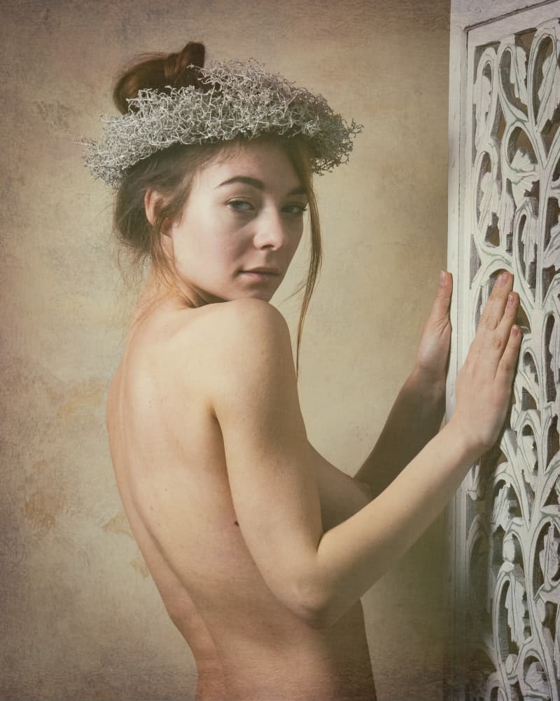 Serene Woman Silver Wreath by Christian Kurz — canvas wall art