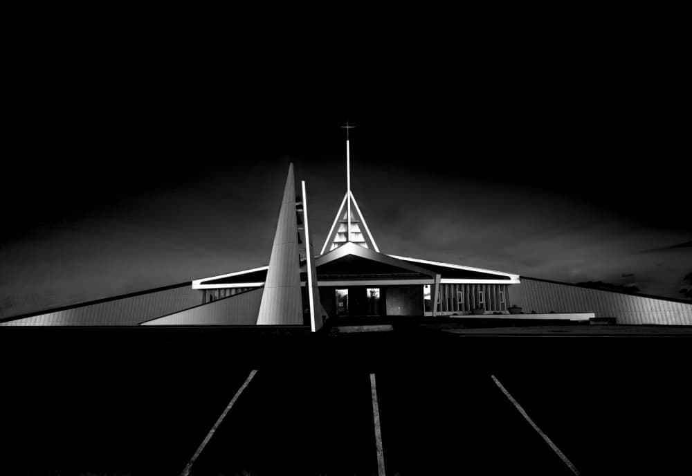 Modern Church Night by Jiahong Zeng — canvas wall art