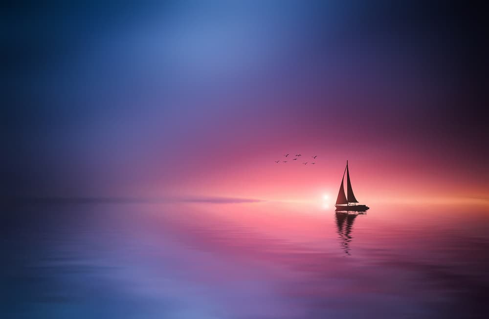 Sailboat Sunset Reflection by Bess Hamiti — canvas wall art