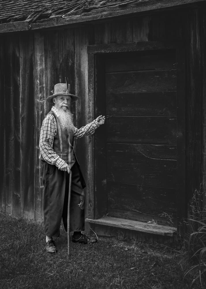 Bearded Man Old Shack by Miroslaw Prybinski — canvas wall art