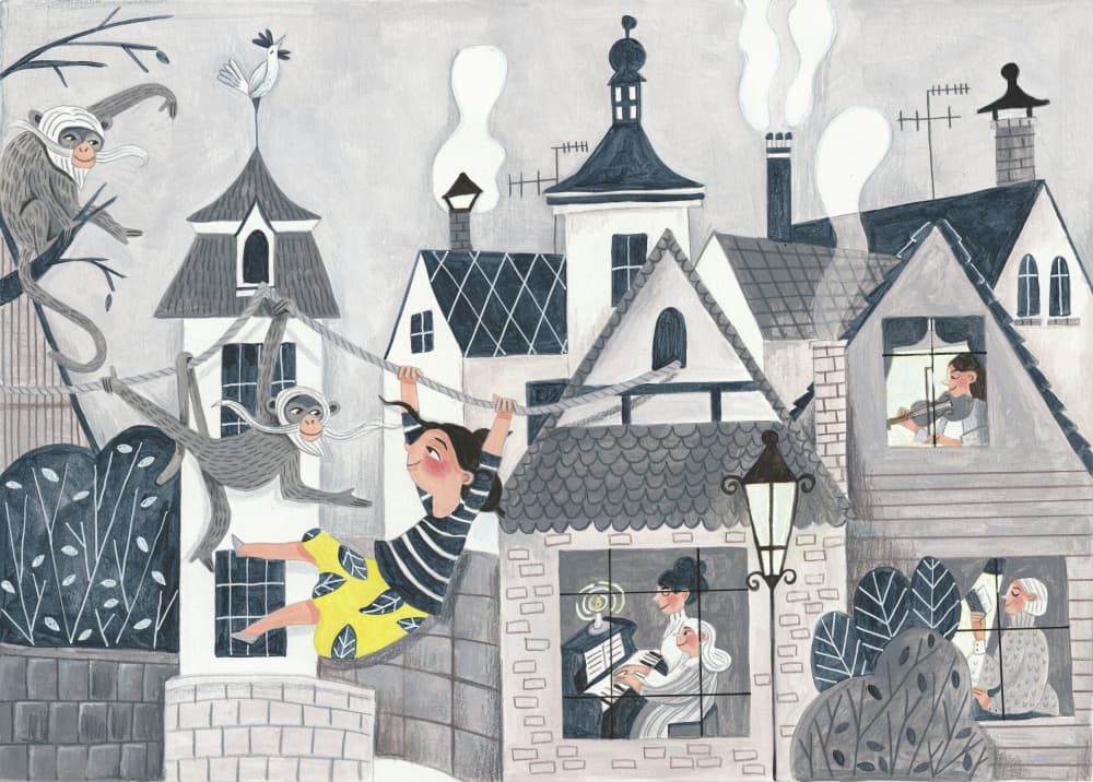 Exploring the big wide world by Caroline Bonne Müller — canvas wall art