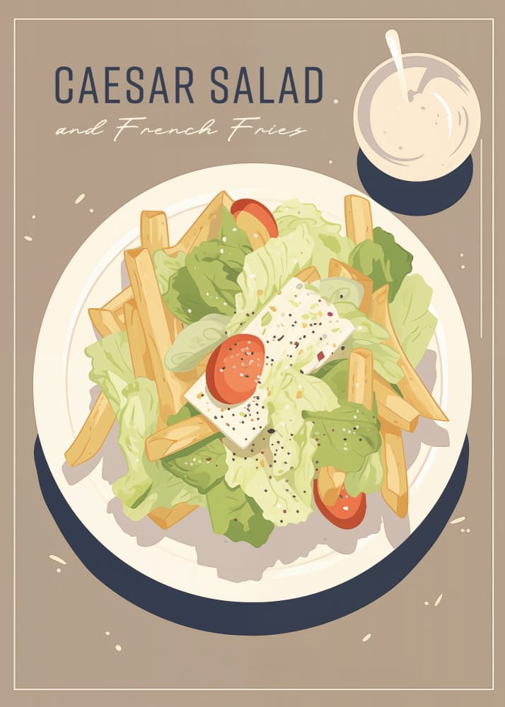 Caesar Salad and French Fries by Andreas Magnusson — canvas wall art