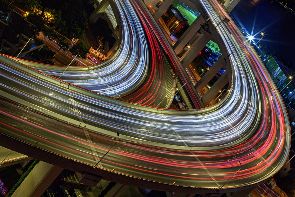 City Light Trails by Prasad Ambati — canvas wall art