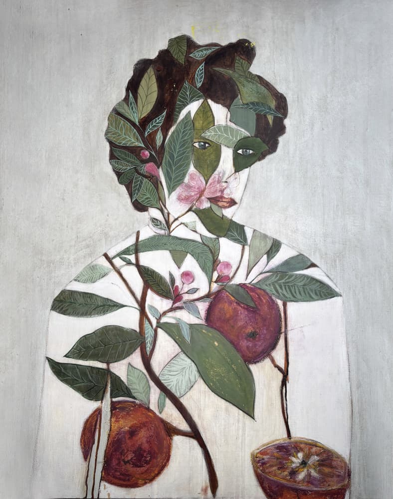 Botanical Figure with Oranges by Karenina Fabrizzi — canvas wall art