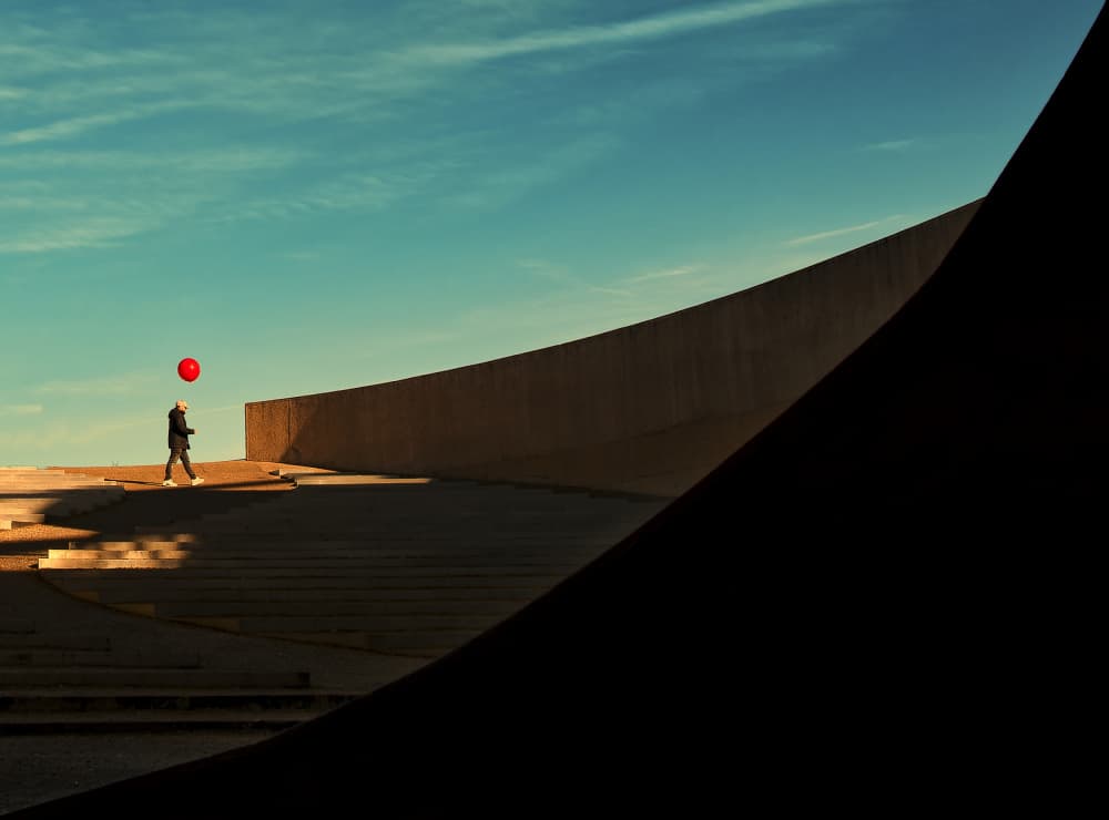 Solitary Red Balloon by Andreas Timar — canvas wall art