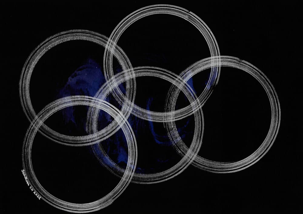 Overlapping Brushstroke Rings by Santhosh ch — canvas wall art