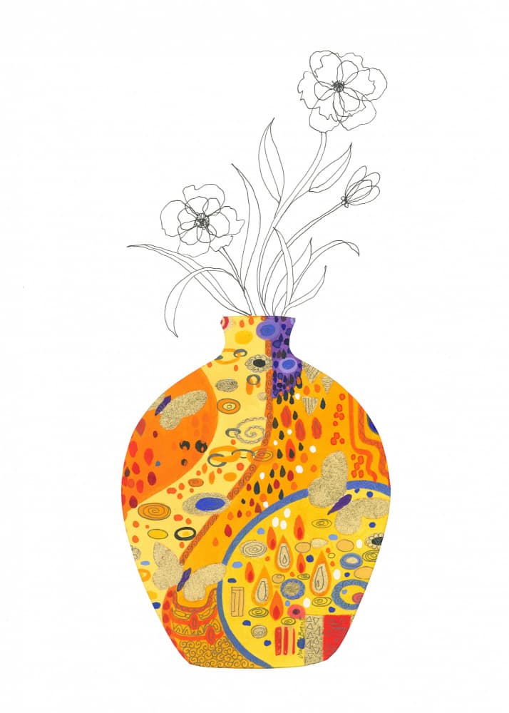 Golden Patterned Vase by Isabelle Brent — canvas wall art