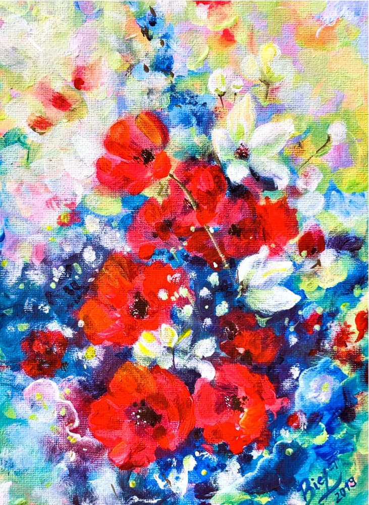 Vibrant Poppy Garden by Anda Bieza — canvas wall art