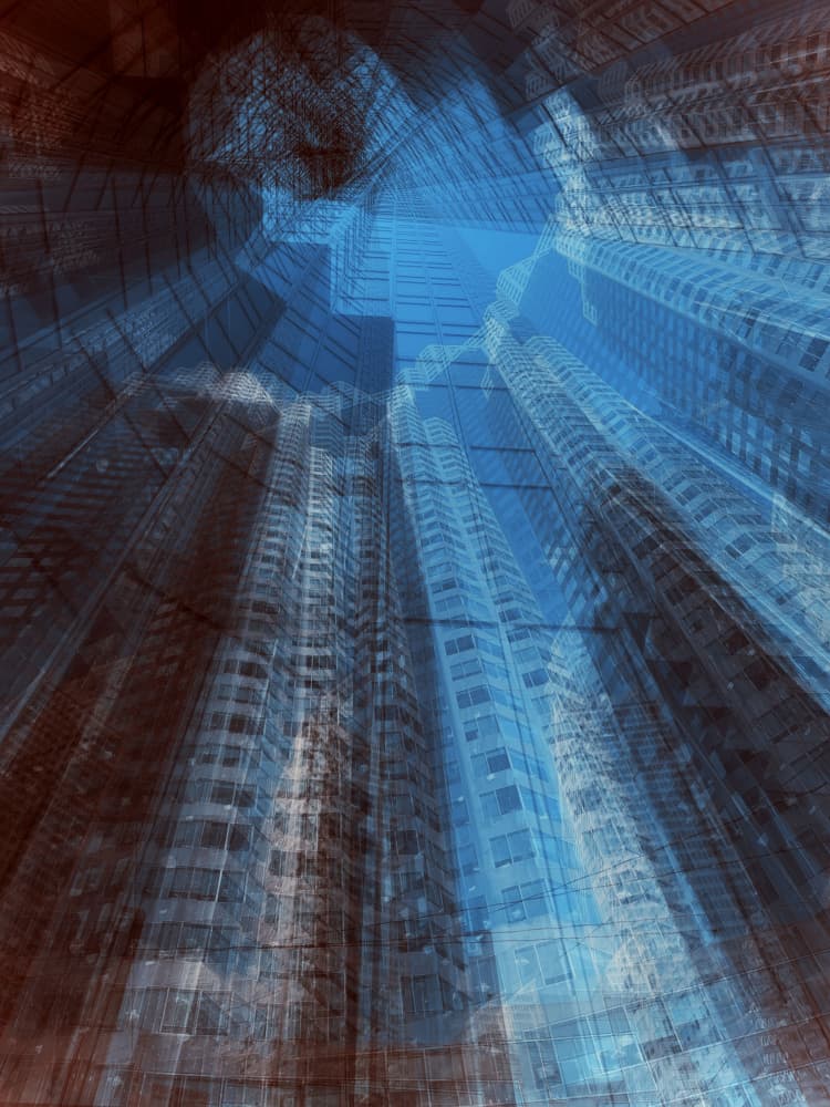 Abstract City Towers by Fan Lin (APA) — canvas wall art