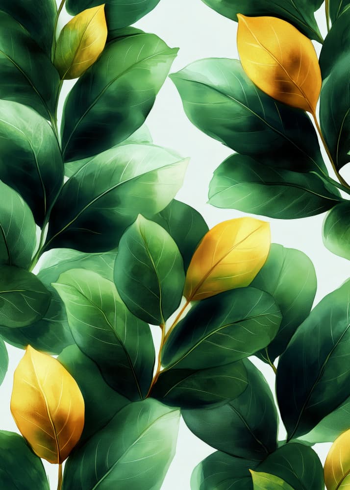 Golden Green Leaves by Justyna Jaszke — canvas wall art