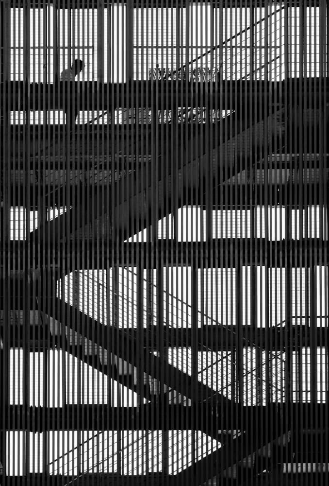 Geometric Staircase Silhouette by HAN dong hee — canvas wall art