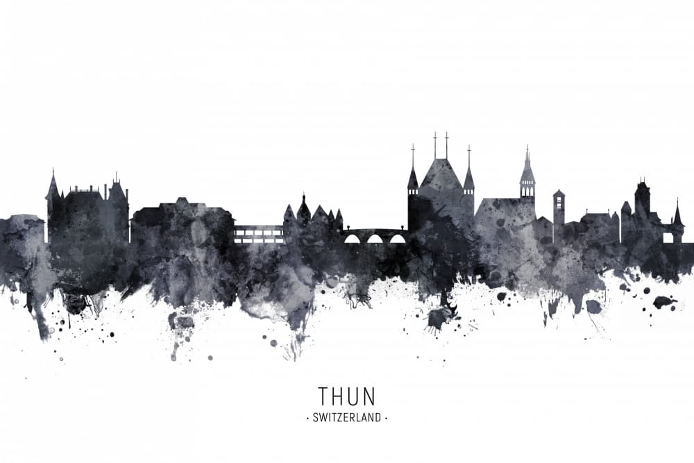 Thun Switzerland Skyline by Michael Tompsett — canvas wall art