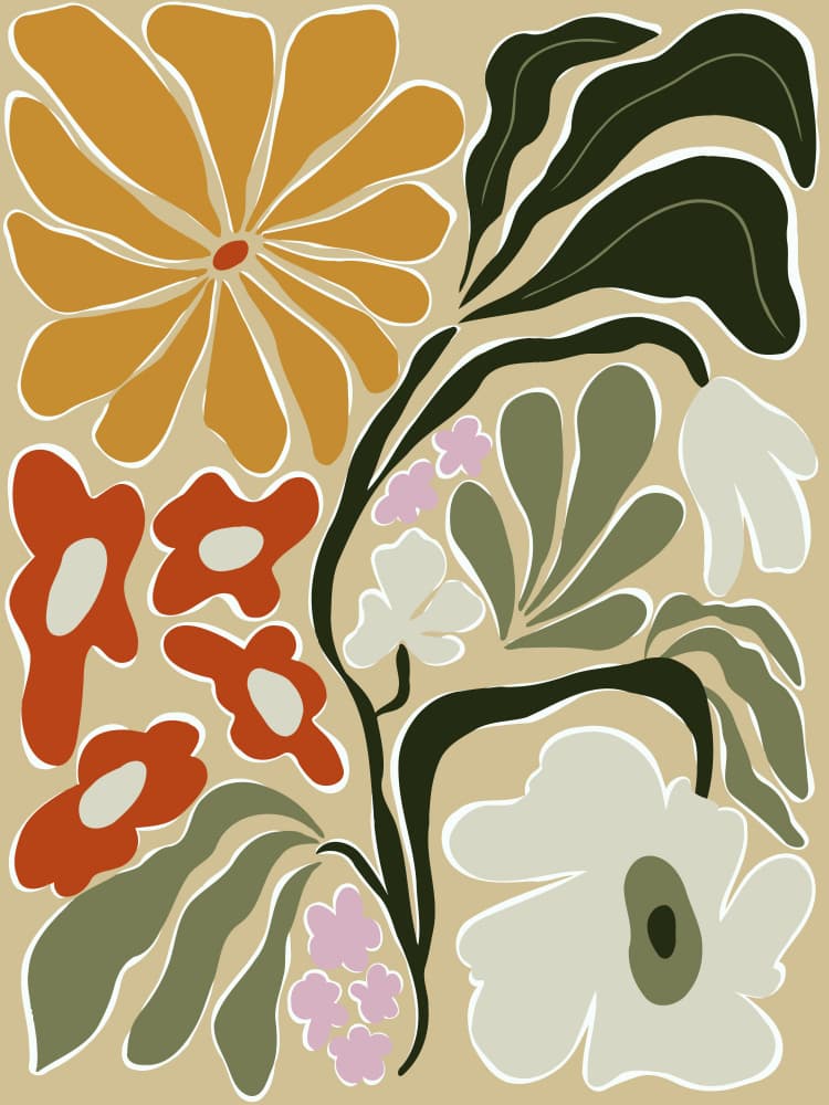 Abstract Floral Blooms by Miho Art Studio — canvas wall art