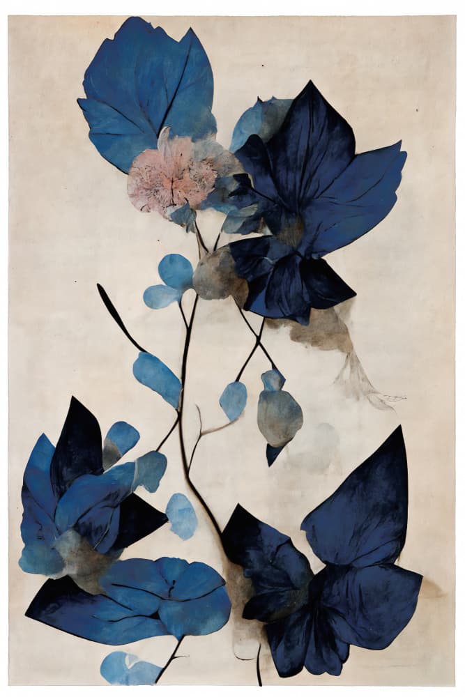Blue Dry Flowers by Treechild — canvas wall art