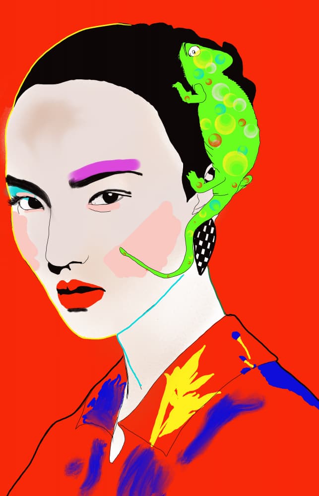 Chameleon Woman Portrait by Ana Sneeringer — canvas wall art