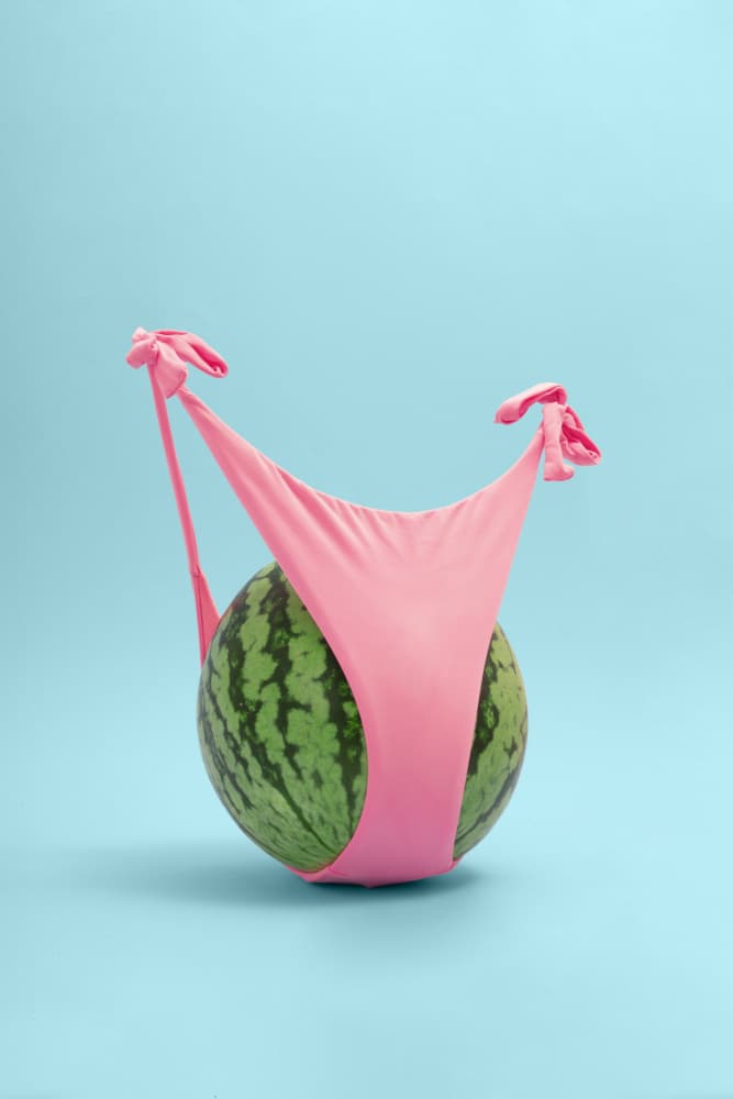 Pink Bikini Watermelon by Julia Ramiro — canvas wall art