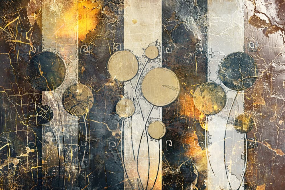 Abstract Gold Dandelions by Rafal Kulik — canvas wall art