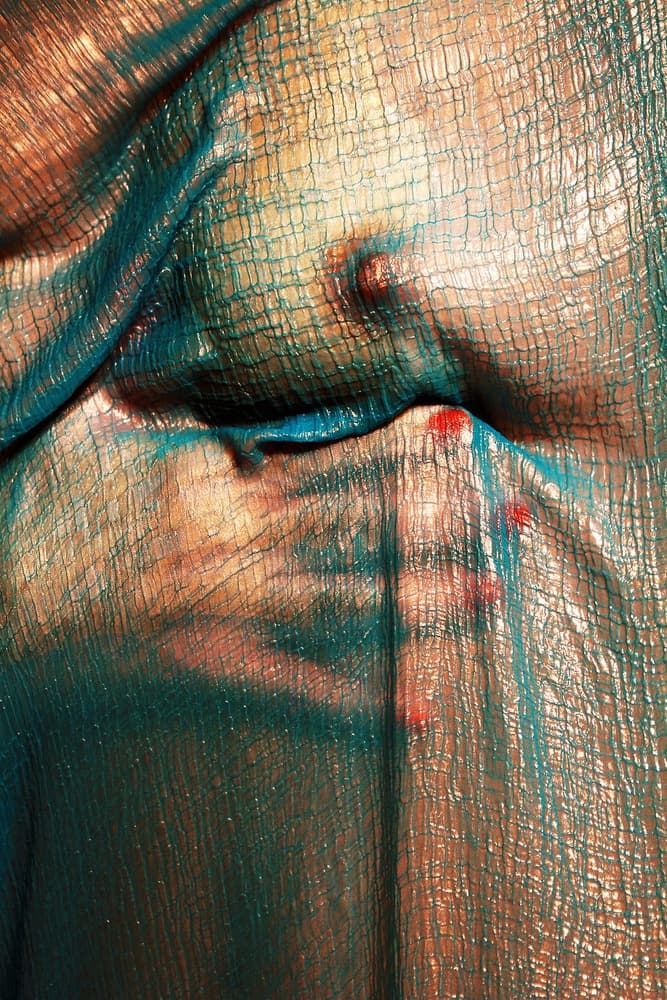 Sensual Teal Mesh Form by Bogdan Bouşcă — canvas wall art