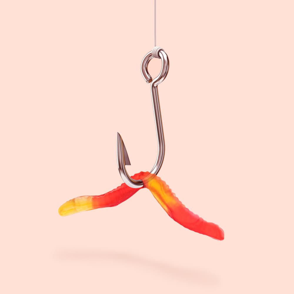 Hooked Gummy Worm by Artem Pozdniakov — canvas wall art