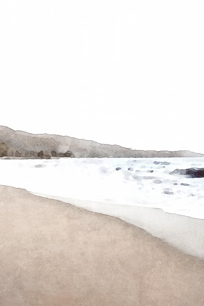 Serene Beach Landscape by Melloi Art Prints — canvas wall art