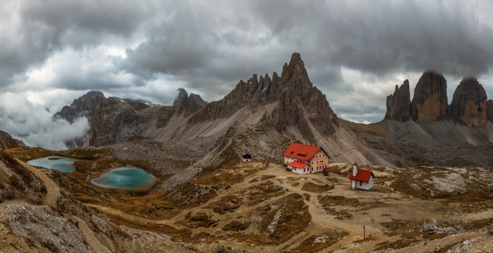 Dolomites Refuge and Lakes by YY DB — canvas wall art
