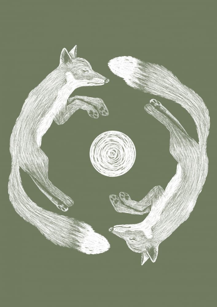 Celestial Fox Circle by Senna-Mia Rahner — canvas wall art
