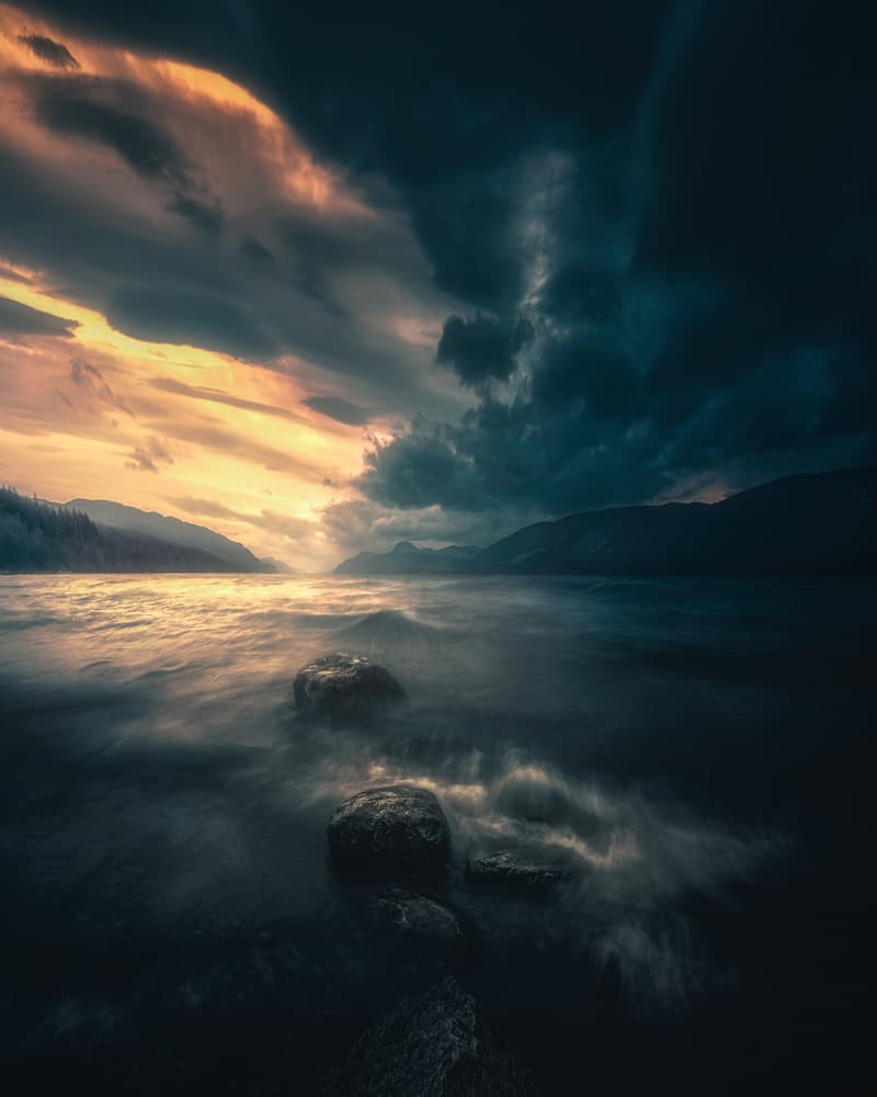 Dramatic Lake Sunset by David George — canvas wall art