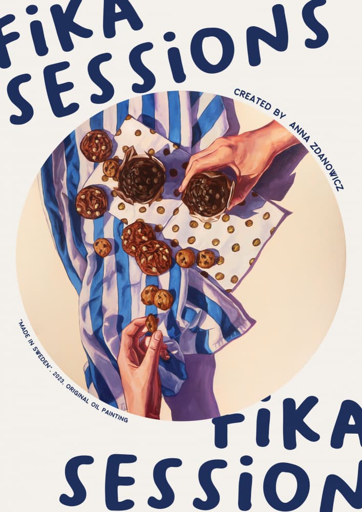 Fika Cookie Break by Anna Zdanowicz — canvas wall art