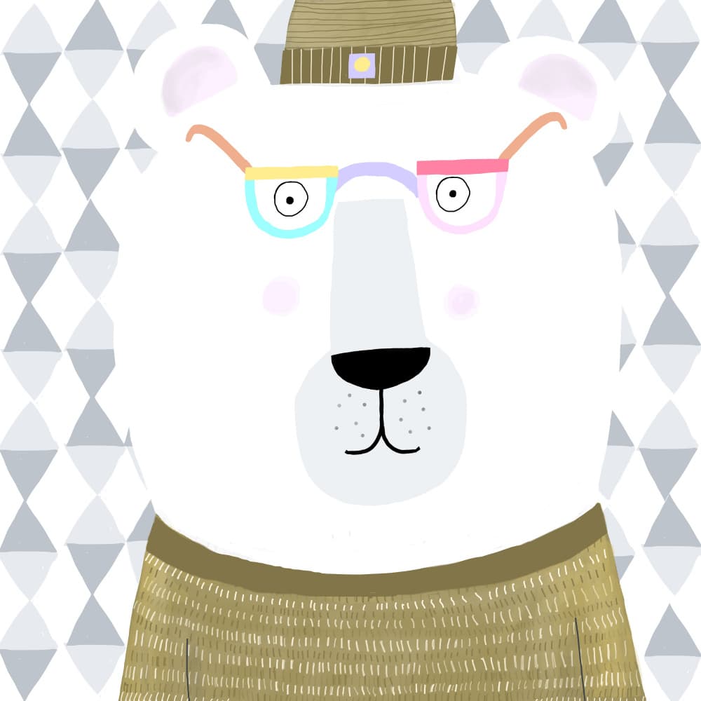 Bear With Colorful Glasses by Carla Daly — canvas wall art