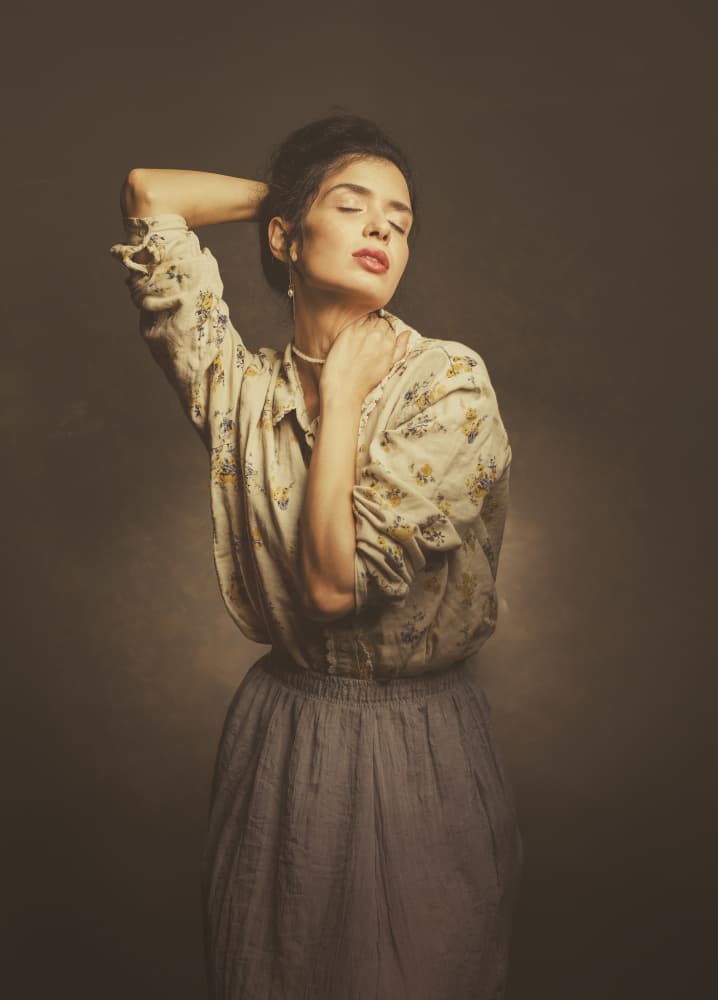 Serene Vintage Portrait by Sharon Levy — canvas wall art