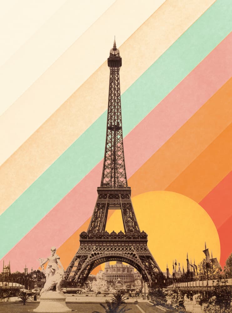 Eiffel Tower Retro Sunset by Florent Bodart — canvas wall art