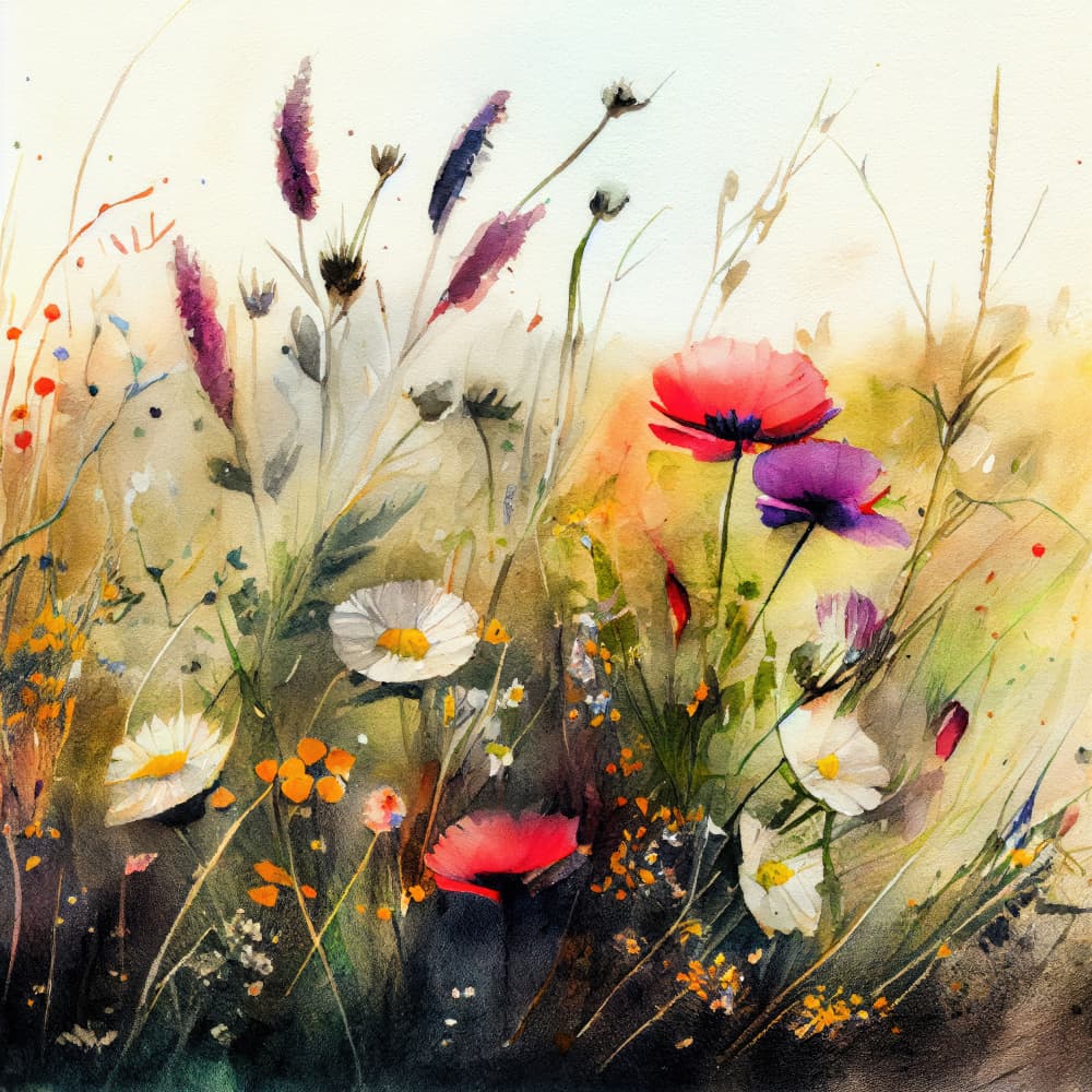 Vibrant Wildflower Meadow by Justyna Jaszke — canvas wall art