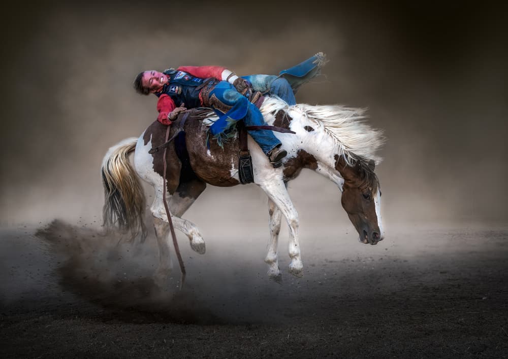 Cowboy Bronc Ride by Frank Ma — canvas wall art