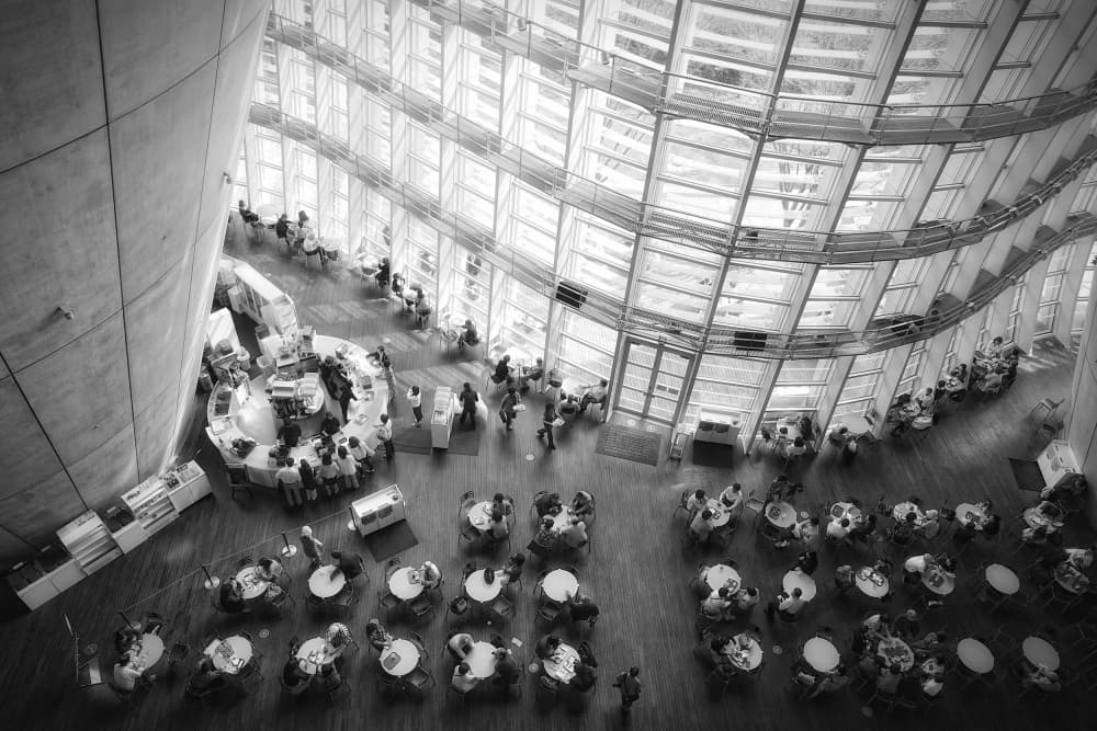 Dynamic Atrium Cafe by Akira TAKAUE — canvas wall art