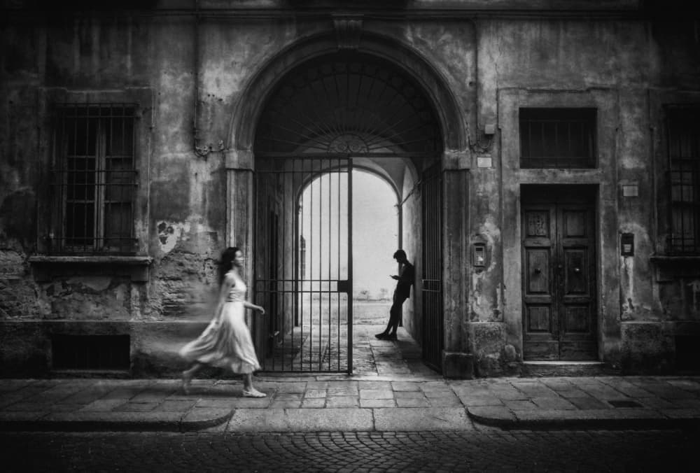 Running Woman Archway by Holger Droste — canvas wall art