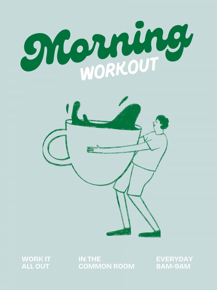 Morning Coffee Workout by Ohkimiko — canvas wall art