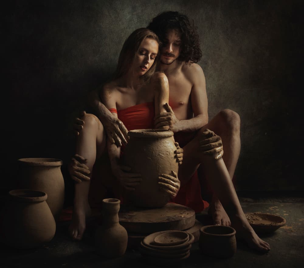 Pottery Couple by Sebastian Kisworo — canvas wall art