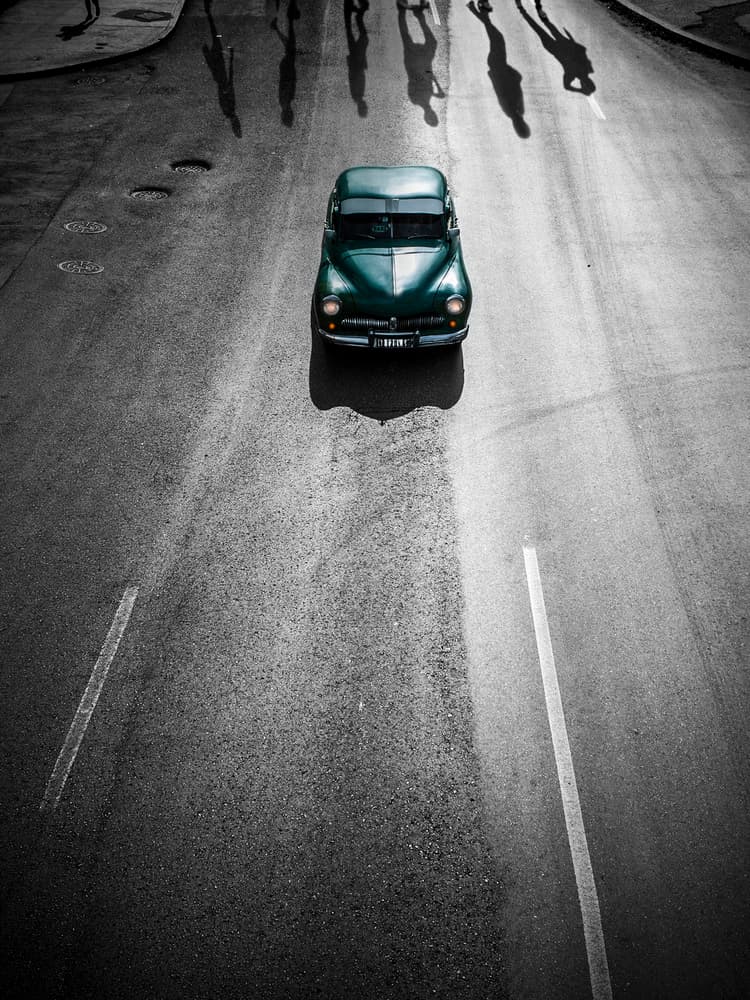 Green Car Long Shadows by Svetlin Yosifov — canvas wall art