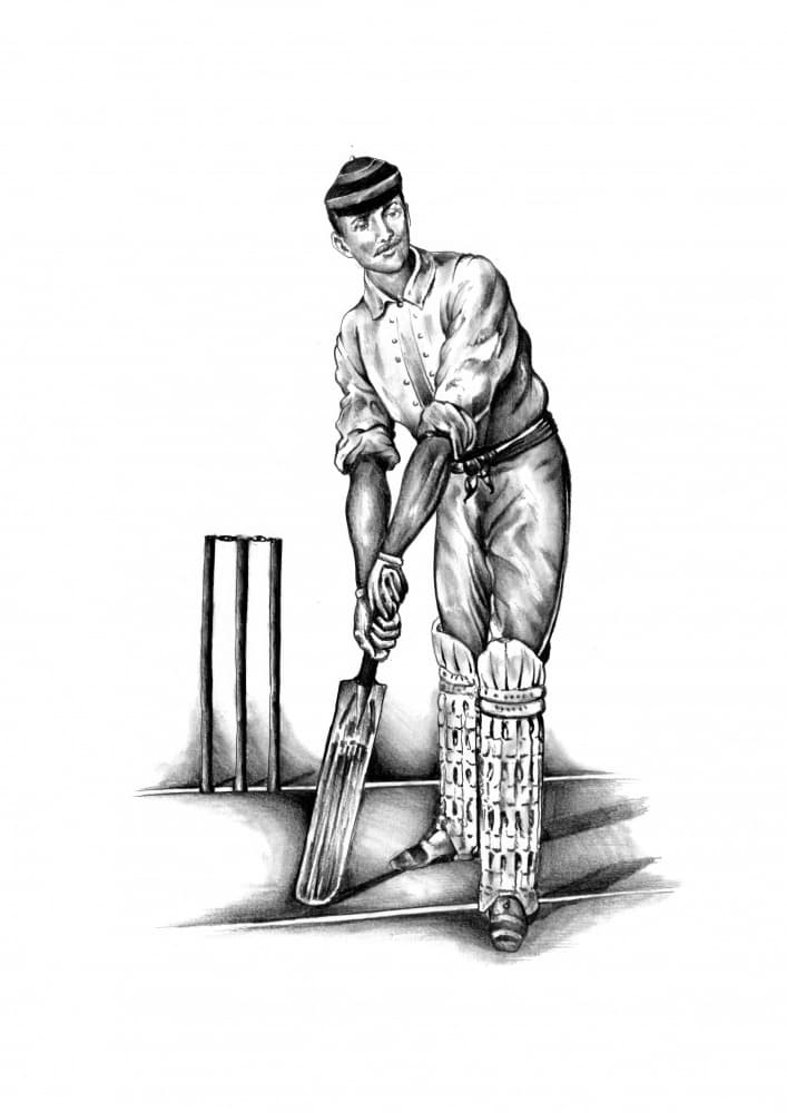 Vintage Cricket Player by Kulik — canvas wall art