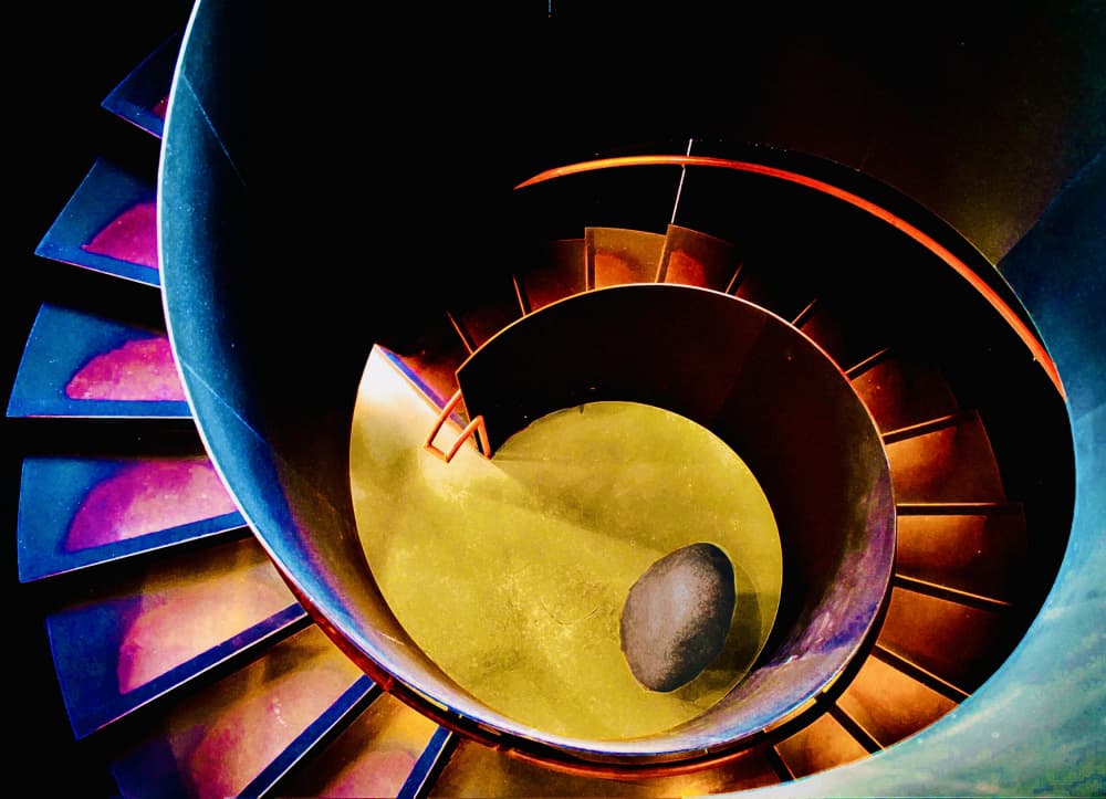 Vibrant Spiral Staircase by Arnon Orbach — canvas wall art