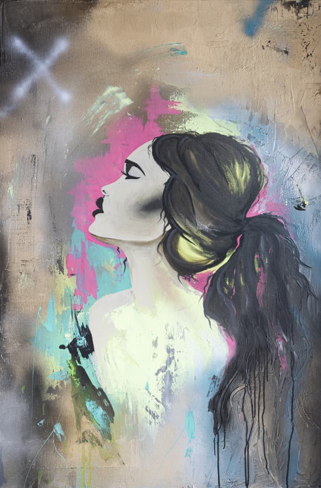 Vibrant Urban Portrait by Anete Purina-Purite — canvas wall art