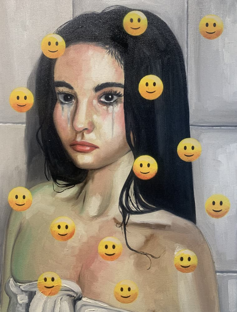 Sadness Behind Smileys by Gabriel Grecco — canvas wall art