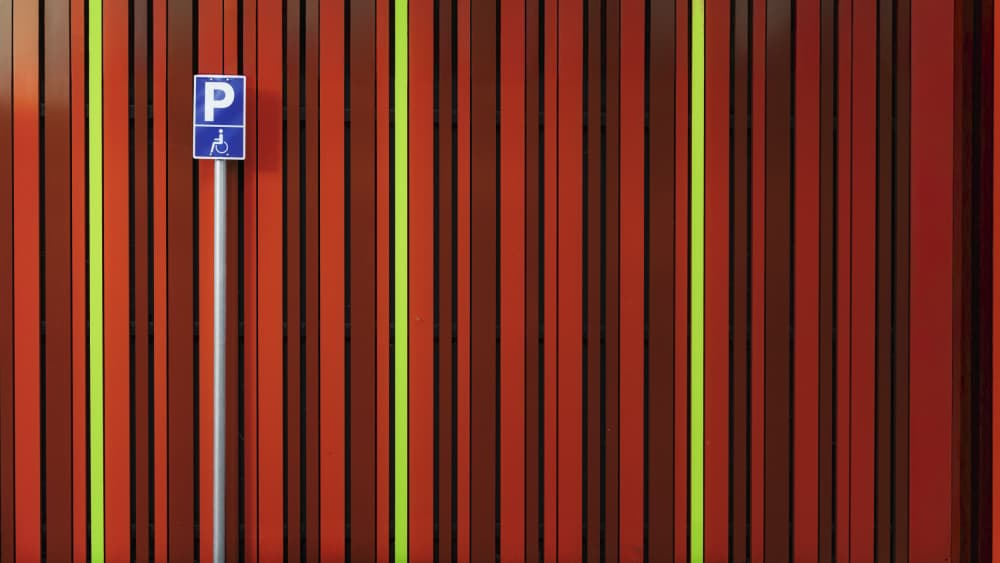 Vertical Stripes Parking Sign by Rolf Lampert — canvas wall art