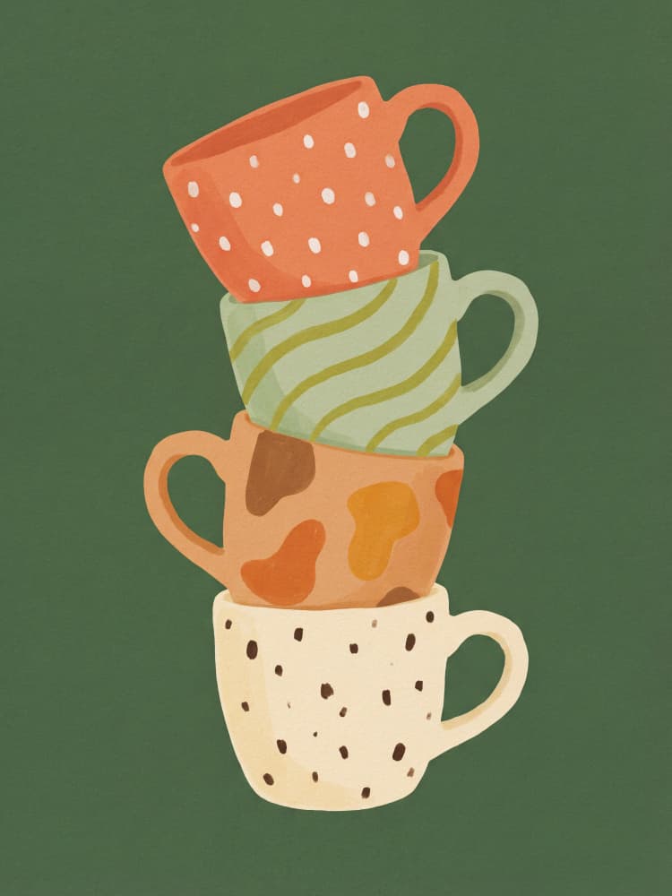 Cozy Stacked Mugs by Andreas Magnusson — canvas wall art