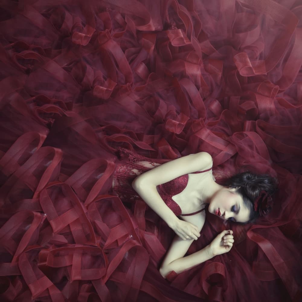Dreamy Red Slumber by hardibudi — canvas wall art