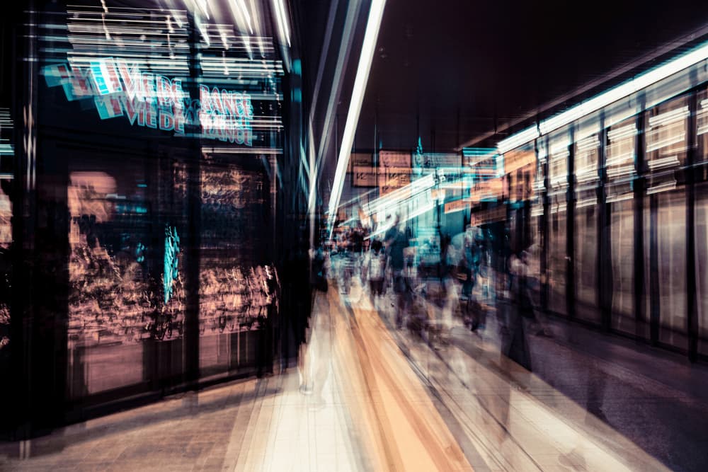 Night City Motion Blur by Kenta Tamura — canvas wall art