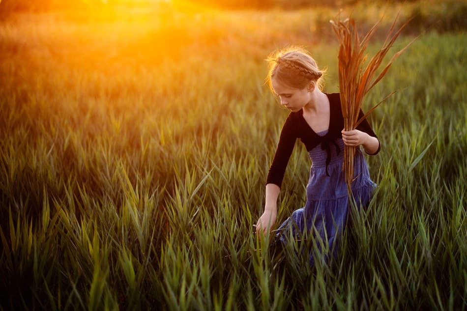 Girl In Golden Field by Elena Karagyozova — canvas wall art