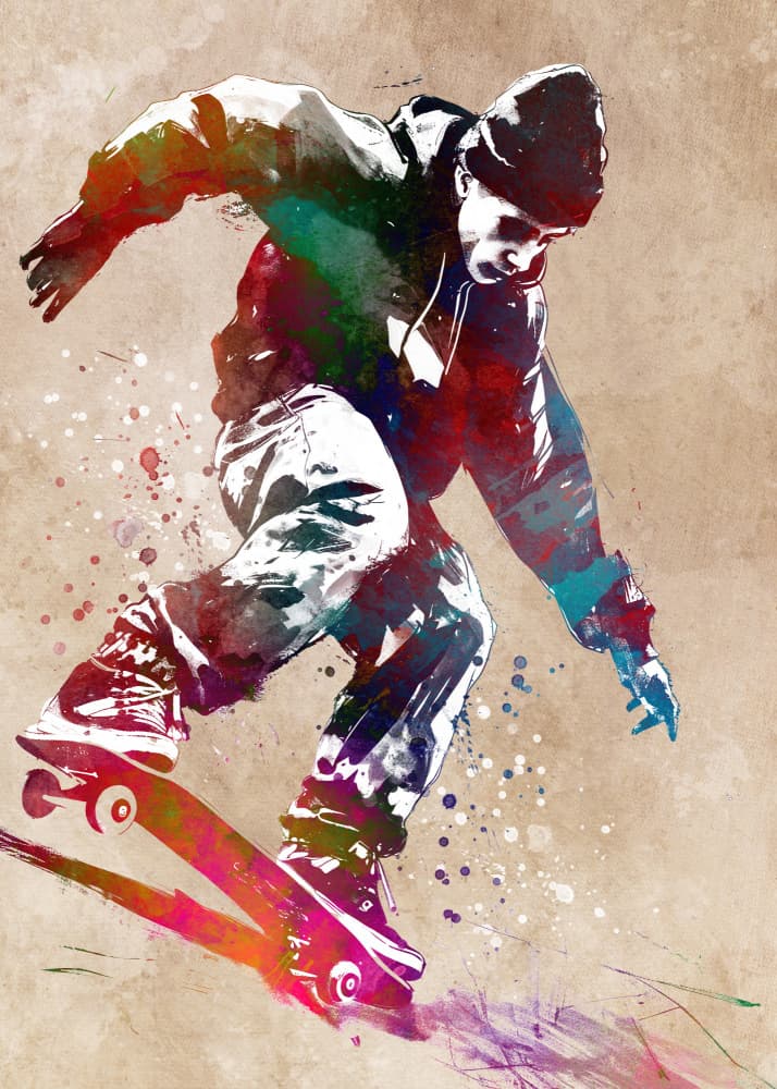 Colorful Skater Action by Justyna Jaszke — canvas wall art