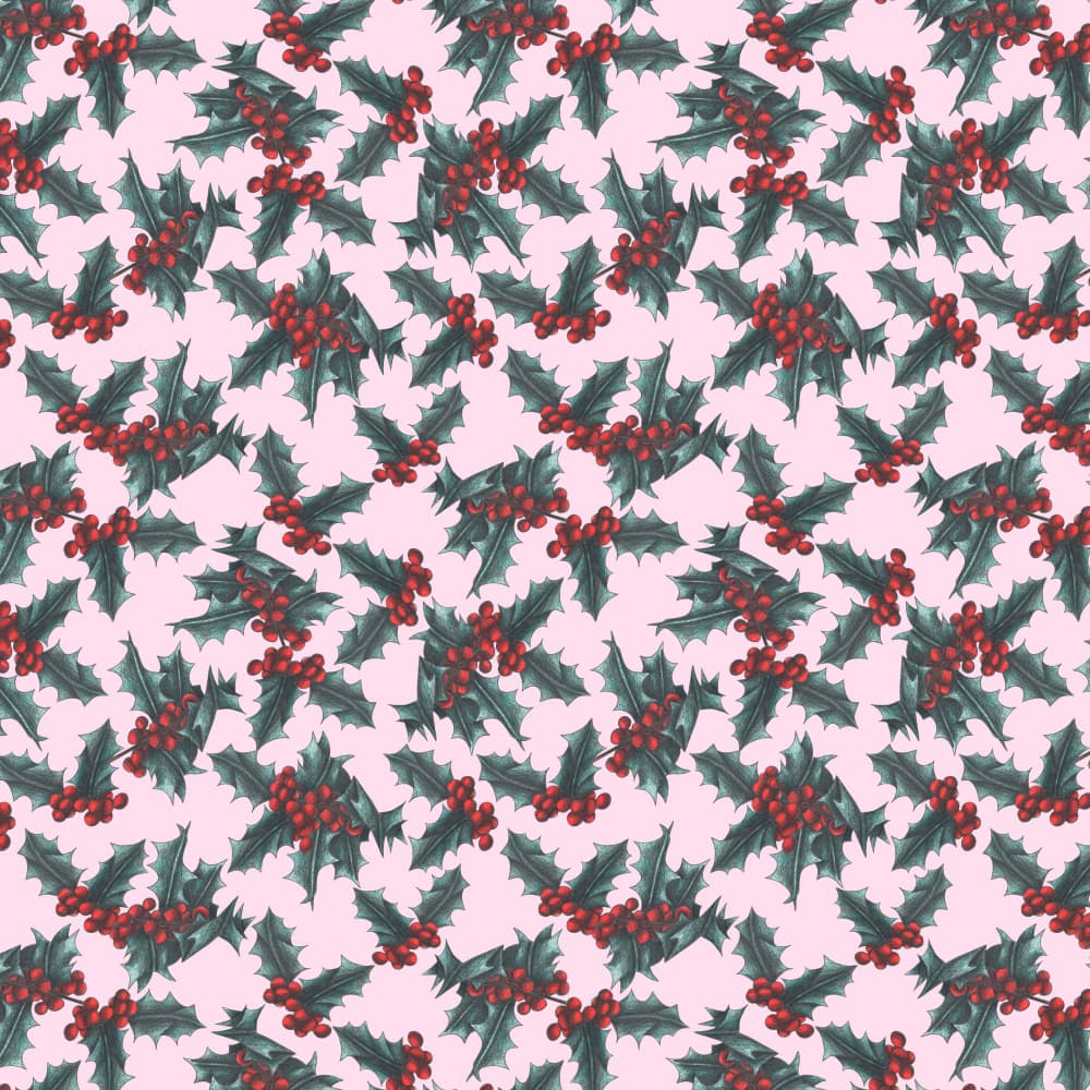 Festive Holly Pattern by Cecilia Battaini — canvas wall art